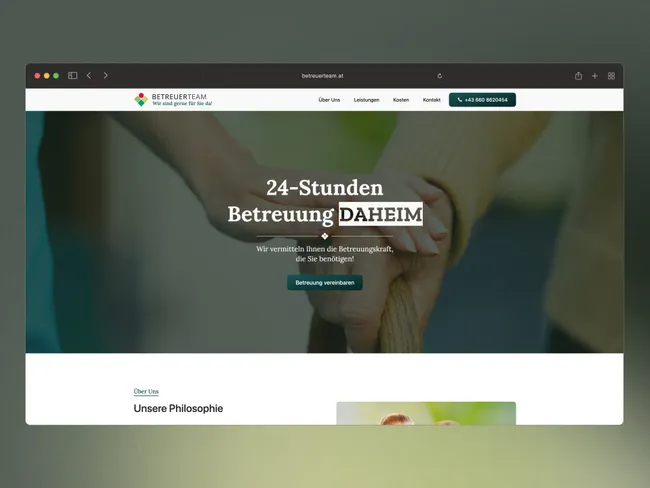 Screenshot of BetreuerTeam website